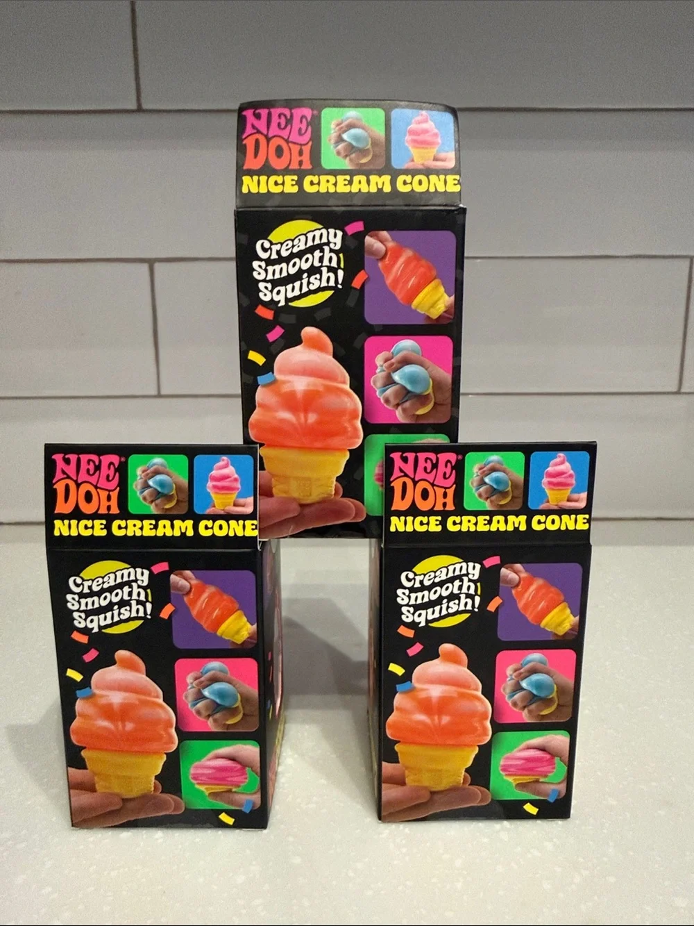 Nice Cream Cone Squishy Toy - Pink, Blue & Orange Options Full Set New